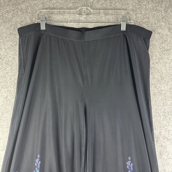 John Mark Chelsea Floral Pants Women XL Wide Leg Pull On Artsy Boho Palazzo Mesh - Picture 5 of 16